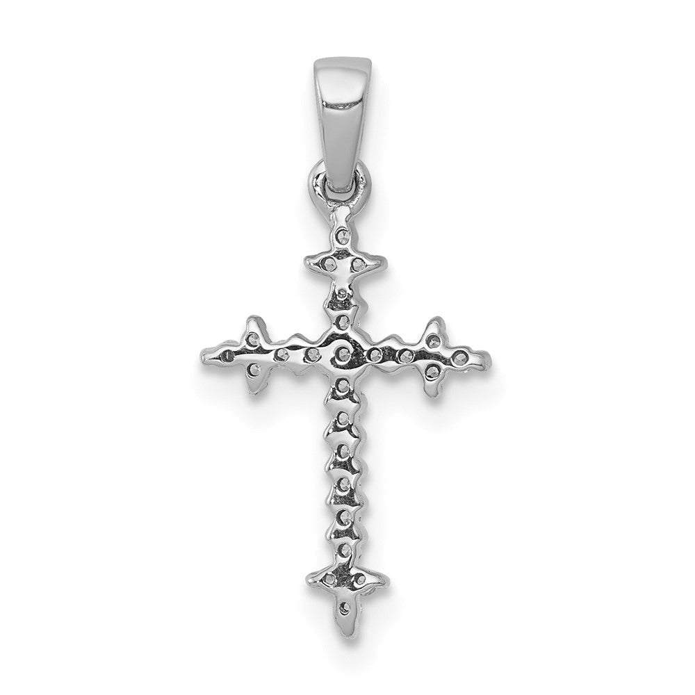 14K Weißgold Lilienkreuz-Anhänger mit 0,1 ct. laborgezüchtetem Diamant VS/SI+ G+