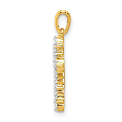 14K Gelbgold Lilienkreuz-Anhänger mit 0,10 ct. laborgezüchtetem Diamant VS/SI+ G+
