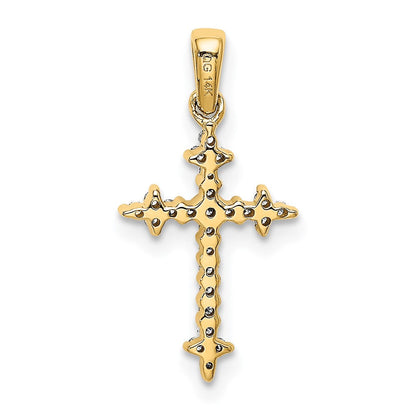 14K Gelbgold Lilienkreuz-Anhänger mit 0,10 ct. laborgezüchtetem Diamant VS/SI+ G+