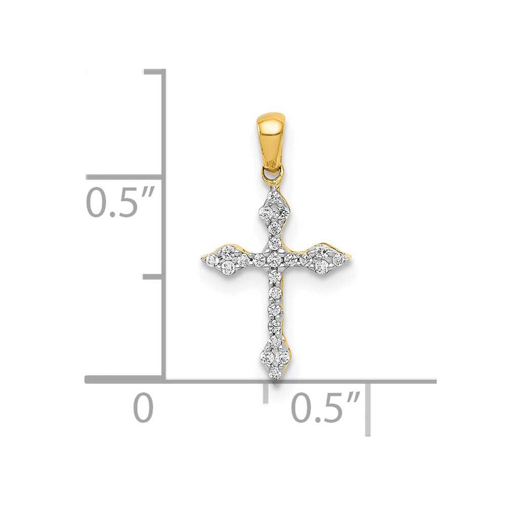 10K Gelbgold 10K 1/15ct. Diamant Kreuz Anhänger