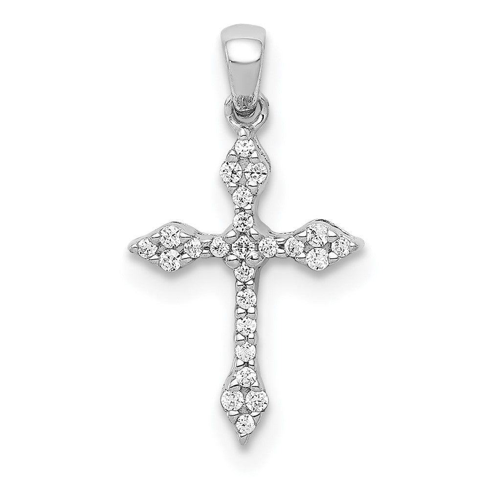 14K Weißgold Kreuzanhänger mit 0,067 ct. echtem Diamant