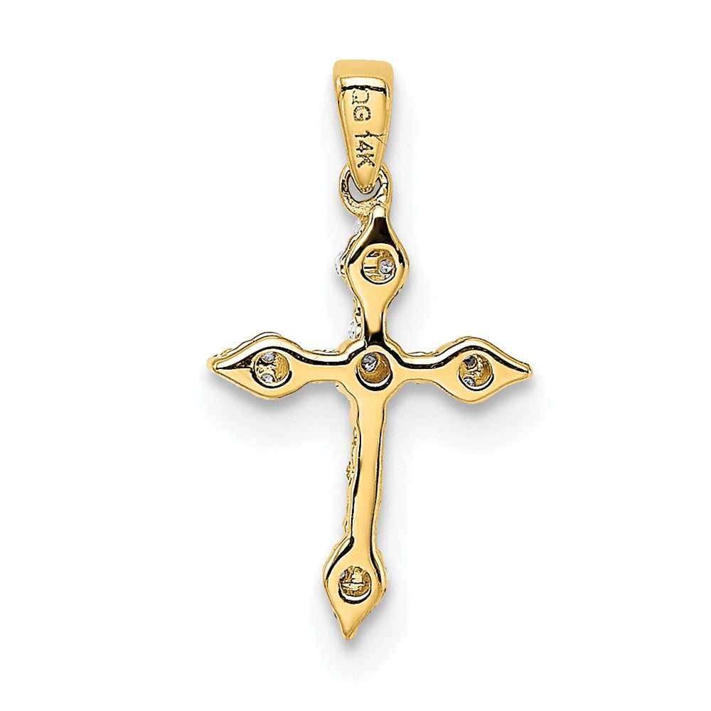 14K Gelbgold Kreuzanhänger mit 0,07 ct. echtem Diamant