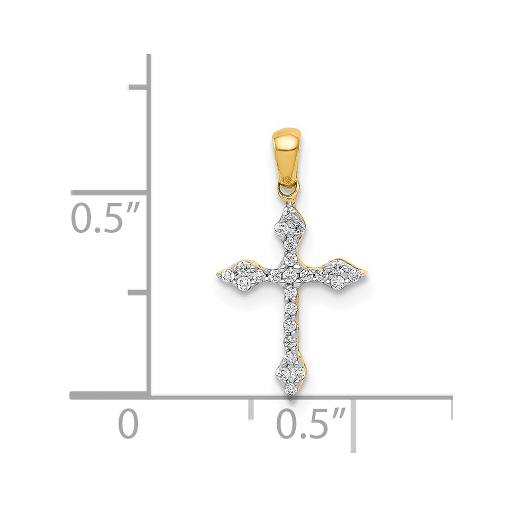14K Gelbgold Kreuzanhänger mit 0,07 ct. echtem Diamant