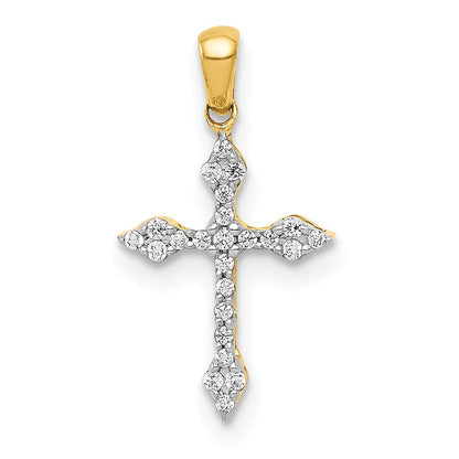 14K Gelbgold Kreuzanhänger mit 0,07 ct. echtem Diamant