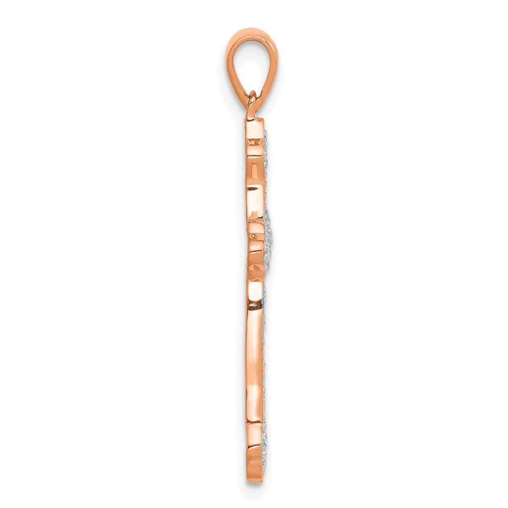 14K Roségold & Rhodium Echtdiamant-Kreuzanhänger