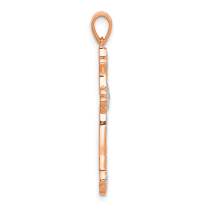 14K Roségold & Rhodium Echtdiamant-Kreuzanhänger