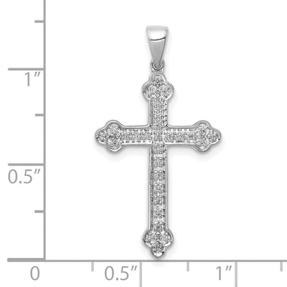 14K Weißgold Kreuzanhänger mit echten Diamanten