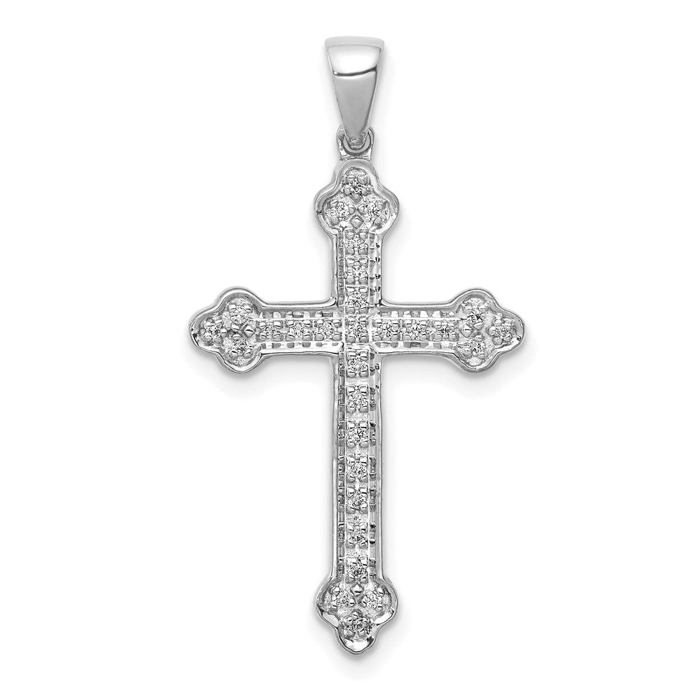 14K Weißgold Kreuzanhänger mit echten Diamanten