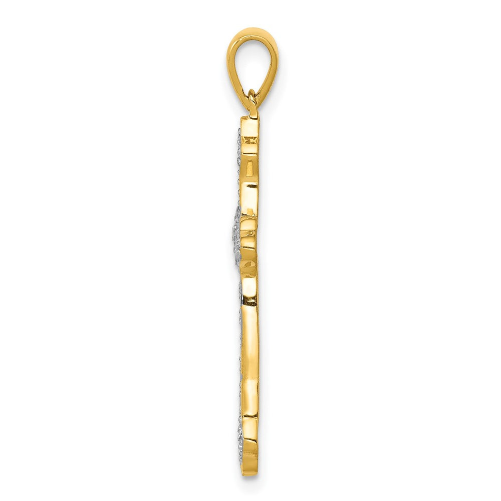 14K Gelbgold Kreuzanhänger mit 0,1 ct. echtem Diamant