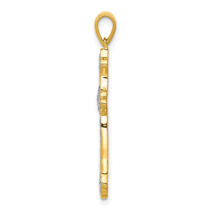 14K Gelbgold Kreuzanhänger mit 0,1 ct. echtem Diamant