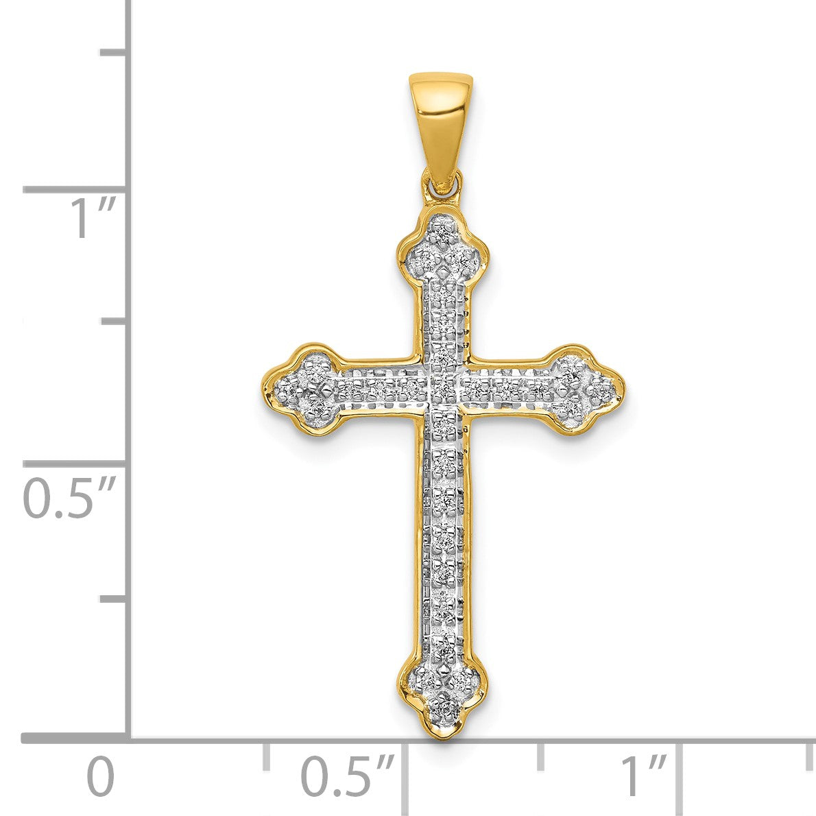 14K Gelbgold Kreuzanhänger mit 0,1 ct. laborgezüchtetem Diamanten VS/SI+ G+