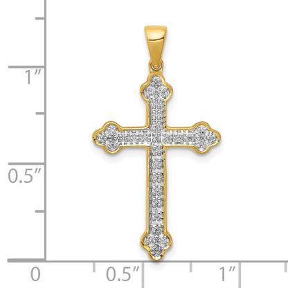 14K Gelbgold Kreuzanhänger mit 0,1 ct. laborgezüchtetem Diamanten VS/SI+ G+