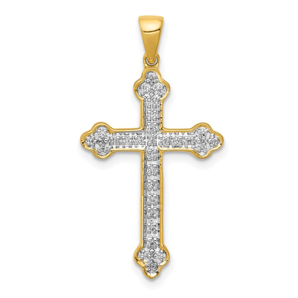 14K Gelbgold Kreuzanhänger mit 0,1 ct. laborgezüchtetem Diamanten VS/SI+ G+