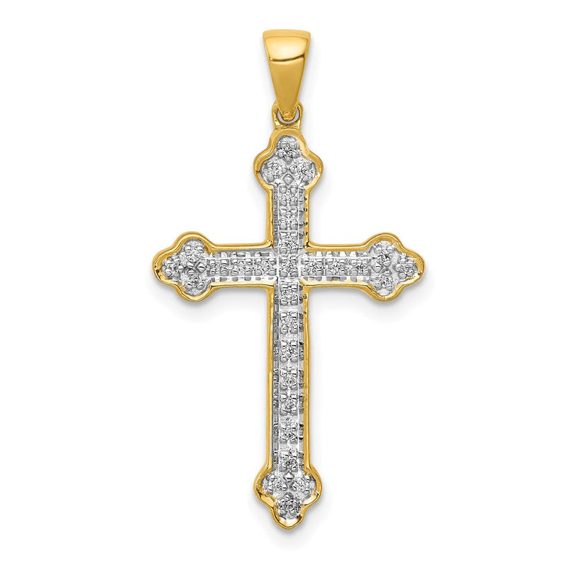 14K Gelbgold Kreuzanhänger mit 0,1 ct. laborgezüchtetem Diamanten VS/SI+ G+