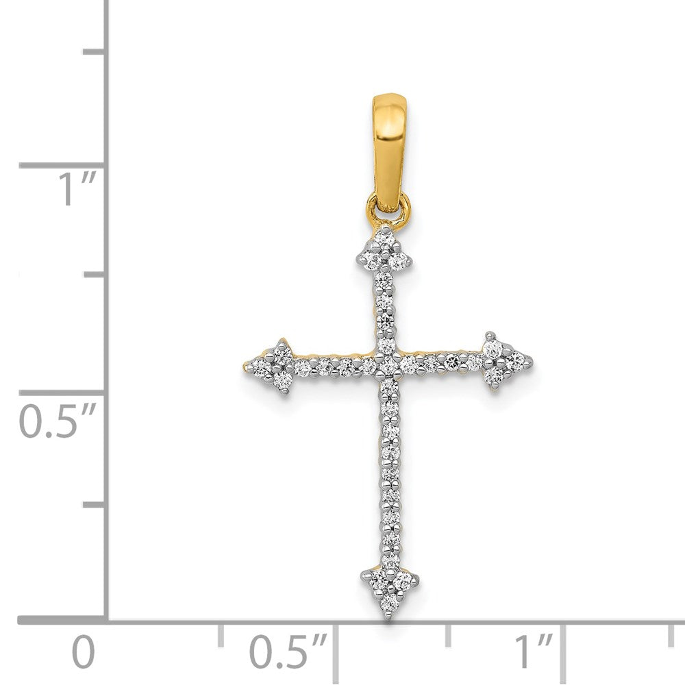 14K Gelbgold 0,2 ct. Echter Diamant Kreuzanhänger