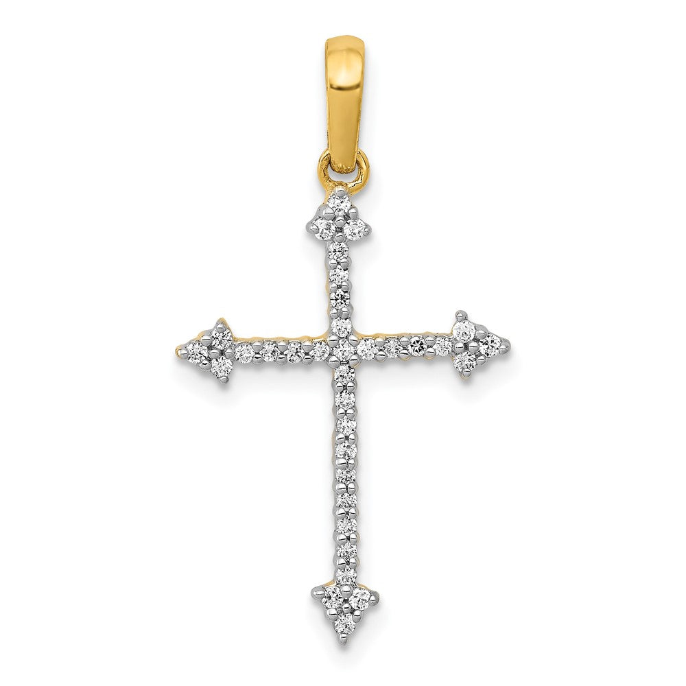 14K Gelbgold 0,2 ct. Echter Diamant Kreuzanhänger