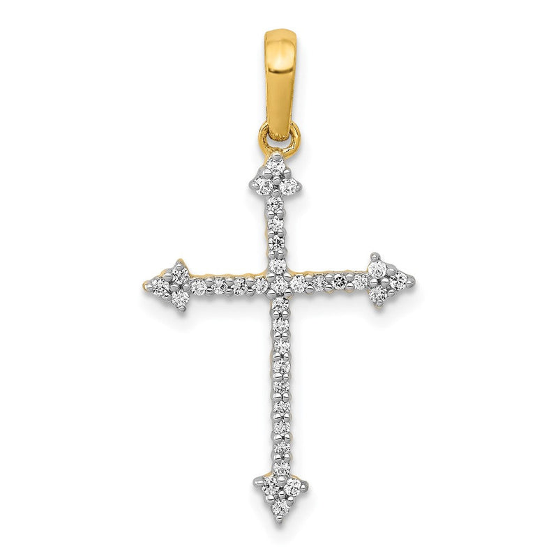 14K Gelbgold 0,2 ct. Echter Diamant Kreuzanhänger