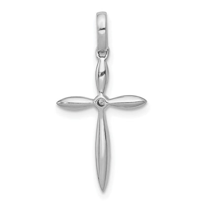 14K Weißgold 0,17 ct. Echter Diamant-Kreuzanhänger