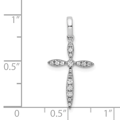 14K Weißgold 0,17 ct. Echter Diamant-Kreuzanhänger