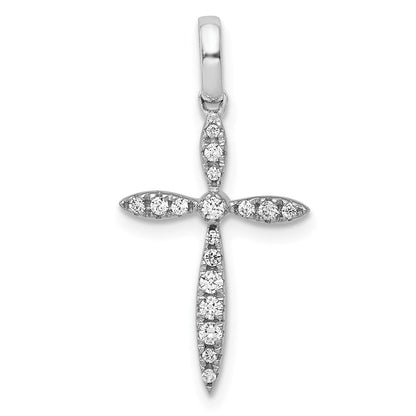 14K Weißgold 0,17 ct. Echter Diamant-Kreuzanhänger
