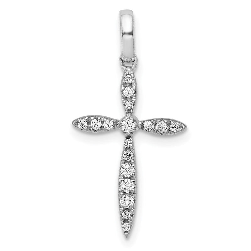 14K Weißgold 0,17 ct. Echter Diamant-Kreuzanhänger