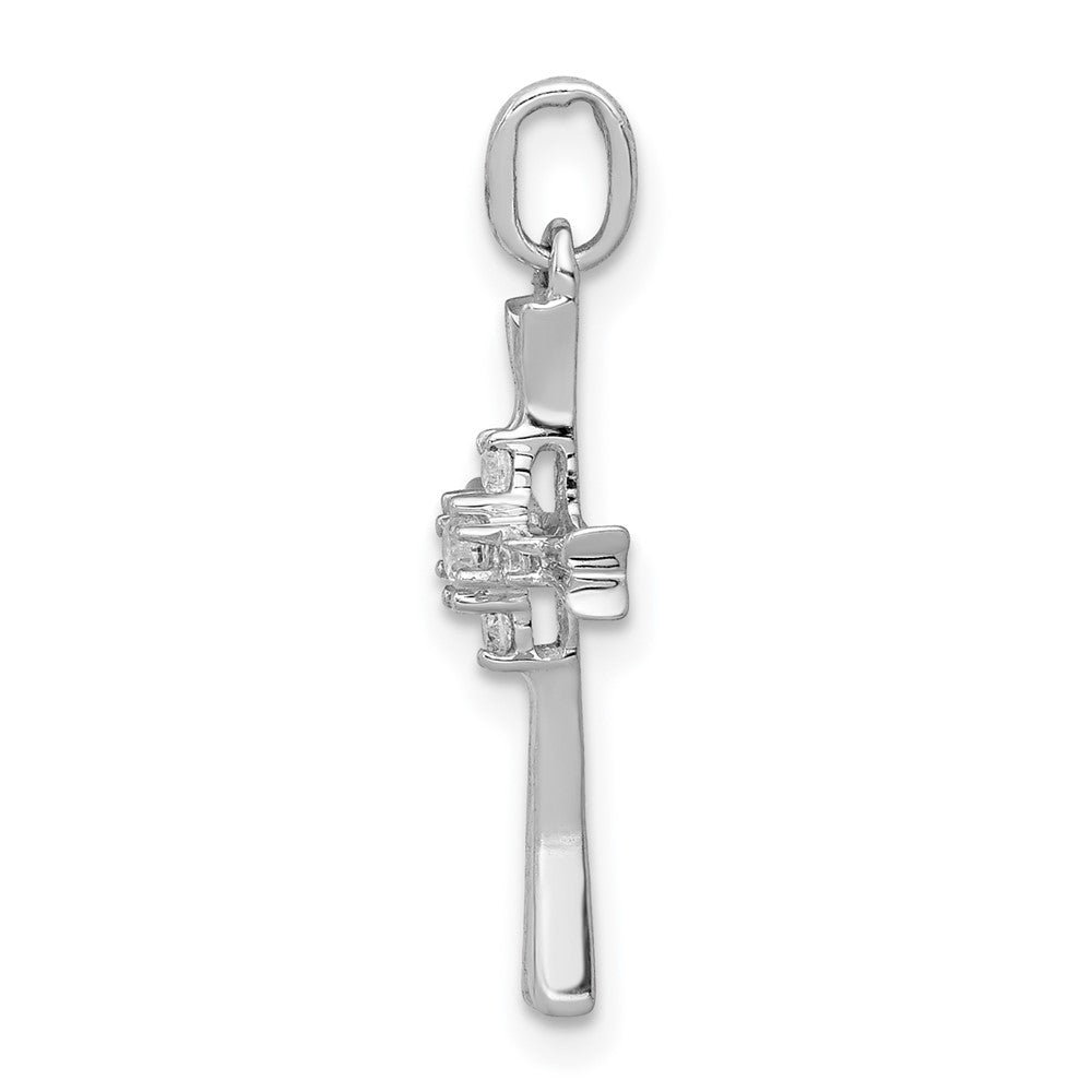 14K Weißgold Kreuzanhänger mit 0,07 ct. echtem Diamant