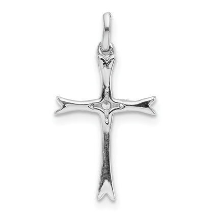 14K Weißgold Kreuzanhänger mit 0,07 ct. echtem Diamant