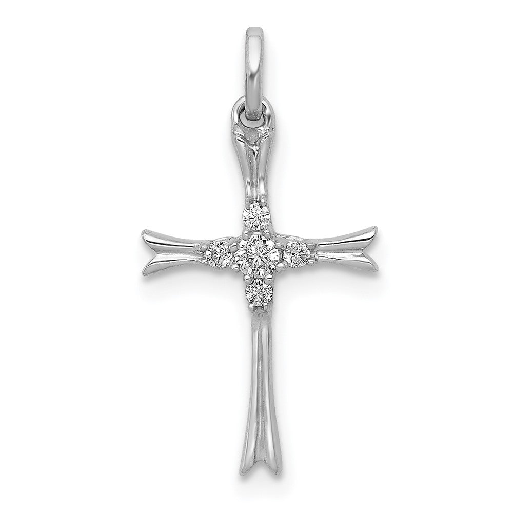 14K Weißgold Kreuzanhänger mit 0,07 ct. echtem Diamant