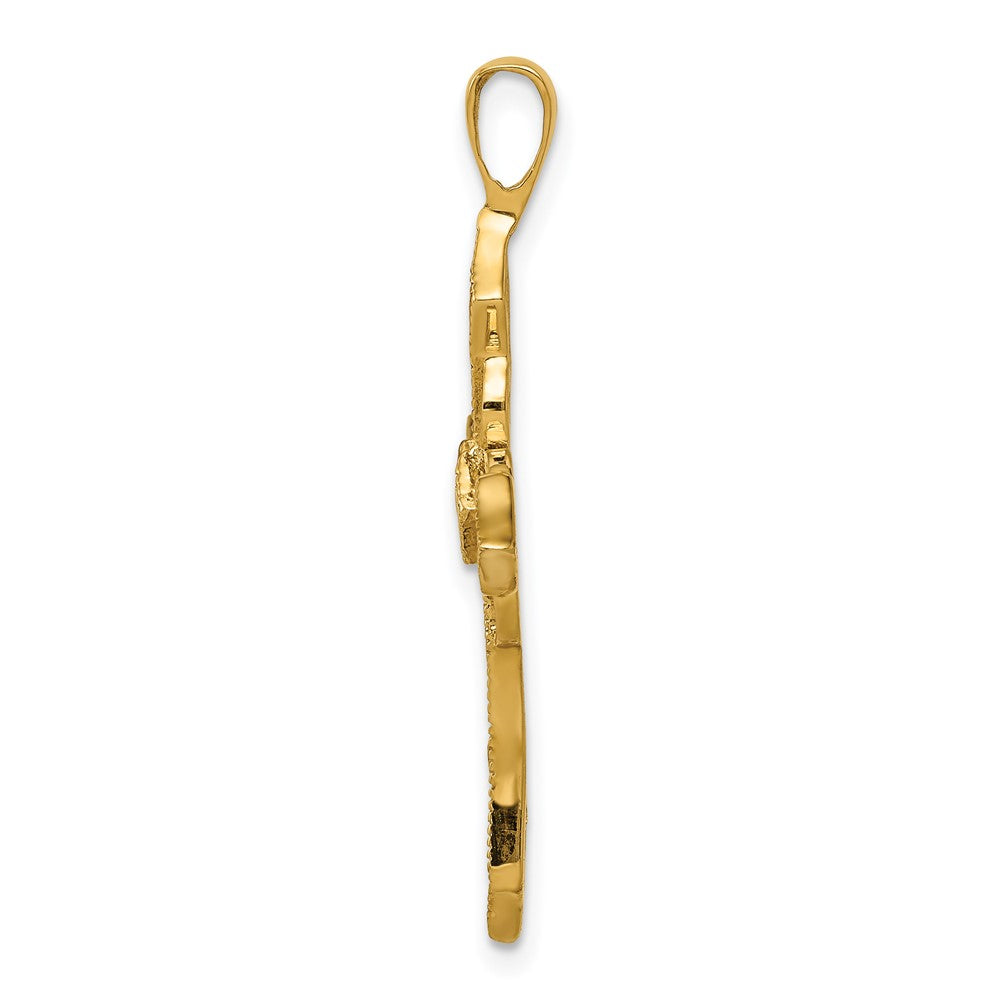 14K Gelbgold AA Echter-Diamant-Passionskreuz-Anhänger
