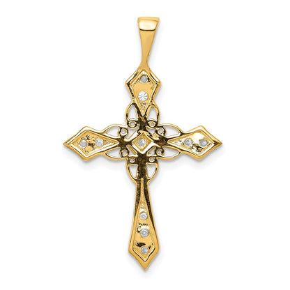 14K Gelbgold AA Echter-Diamant-Passionskreuz-Anhänger