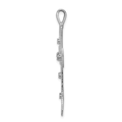 14K Weißgold Kreuz-Anhänger mit echten AA-Diamanten