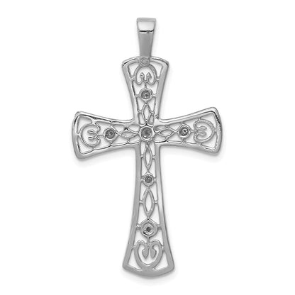 14K Weißgold Kreuz-Anhänger mit echten AA-Diamanten