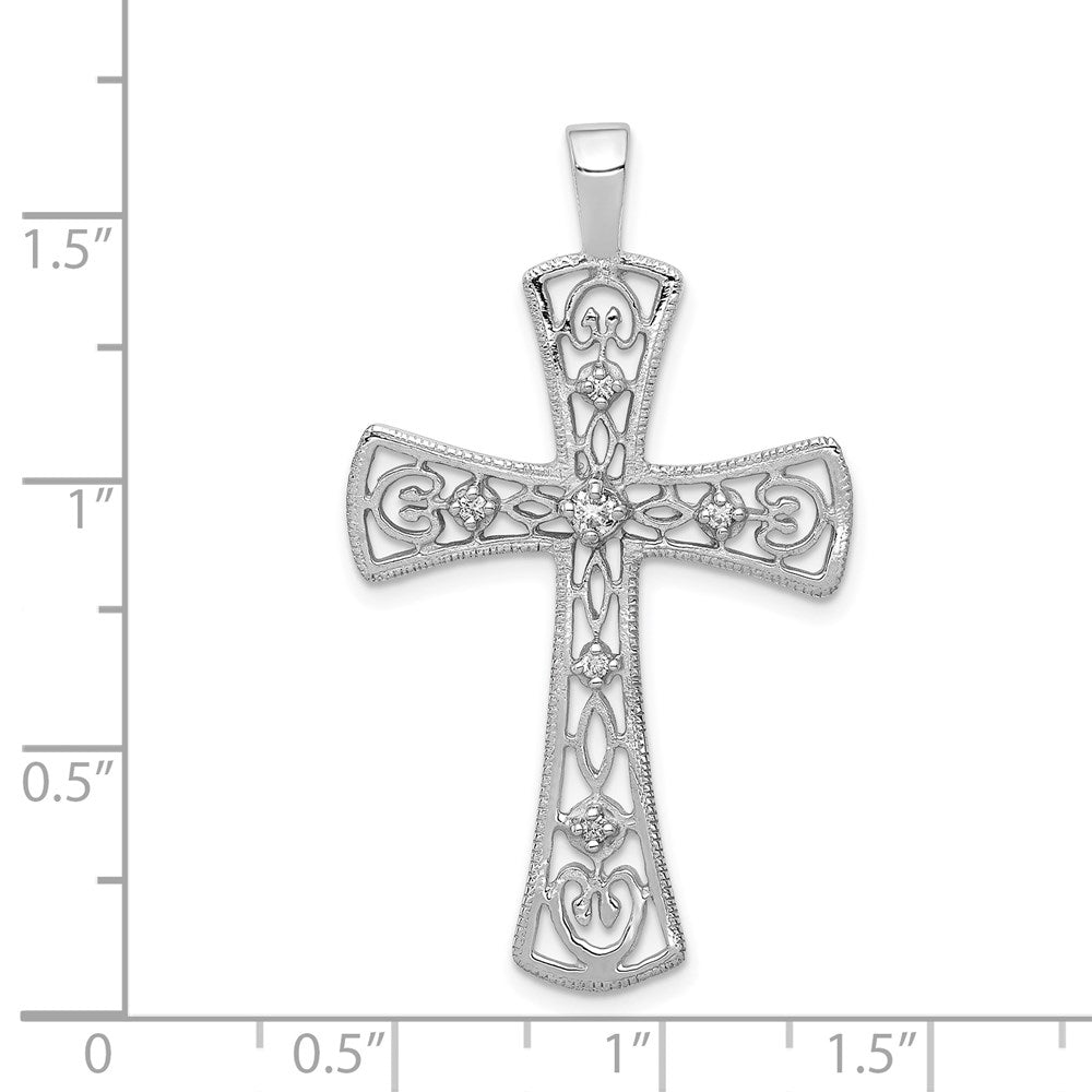 14K Weißgold Kreuz-Anhänger mit echten AA-Diamanten