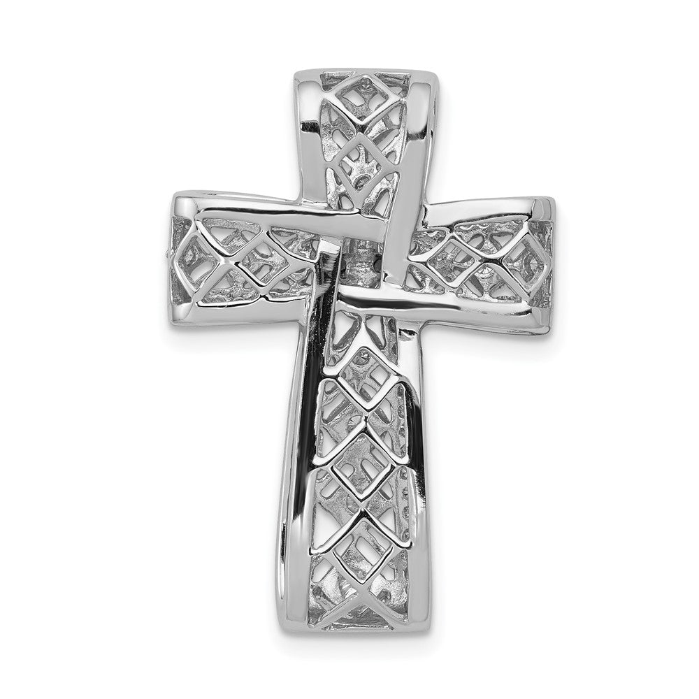 14K Weißgold 1/2ct. Echt Diamant Filigran Kreuz Kette Anhänger