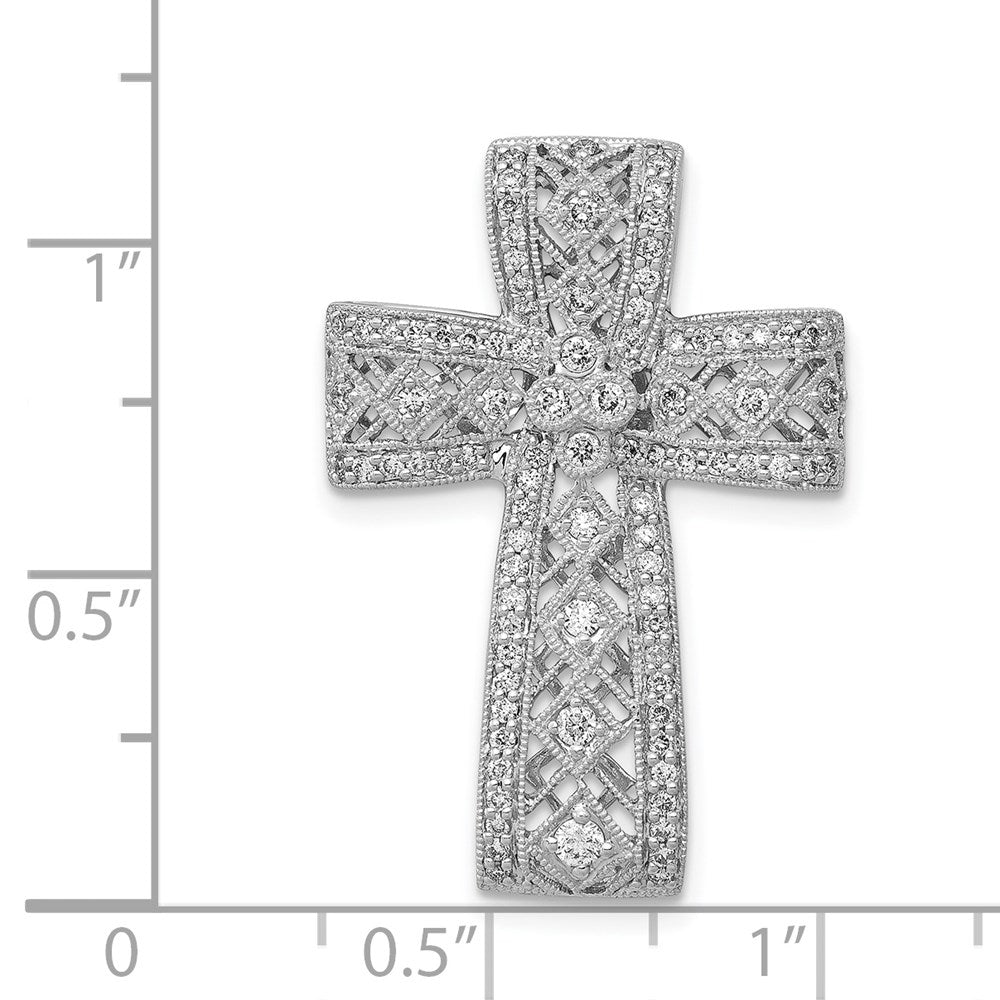 14K Weißgold 1/2ct. Echt Diamant Filigran Kreuz Kette Anhänger