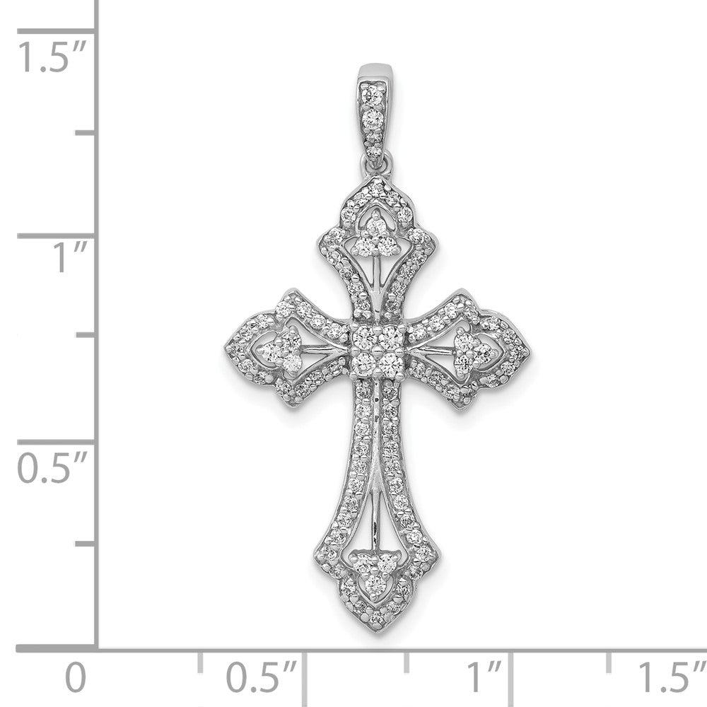 10K Weißgold 10K 1/2ct. Diamant Fantasie Kreuz Anhänger