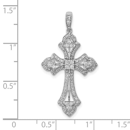 10K Weißgold 10K 1/2ct. Diamant Fantasie Kreuz Anhänger