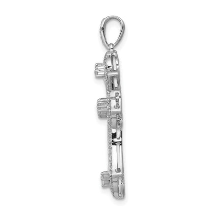14K Weißgold Fancy-Kreuzanhänger mit 0,5 ct. echten Diamanten