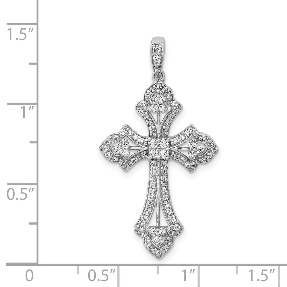 14K Weißgold Fancy-Kreuzanhänger mit 0,5 ct. echten Diamanten