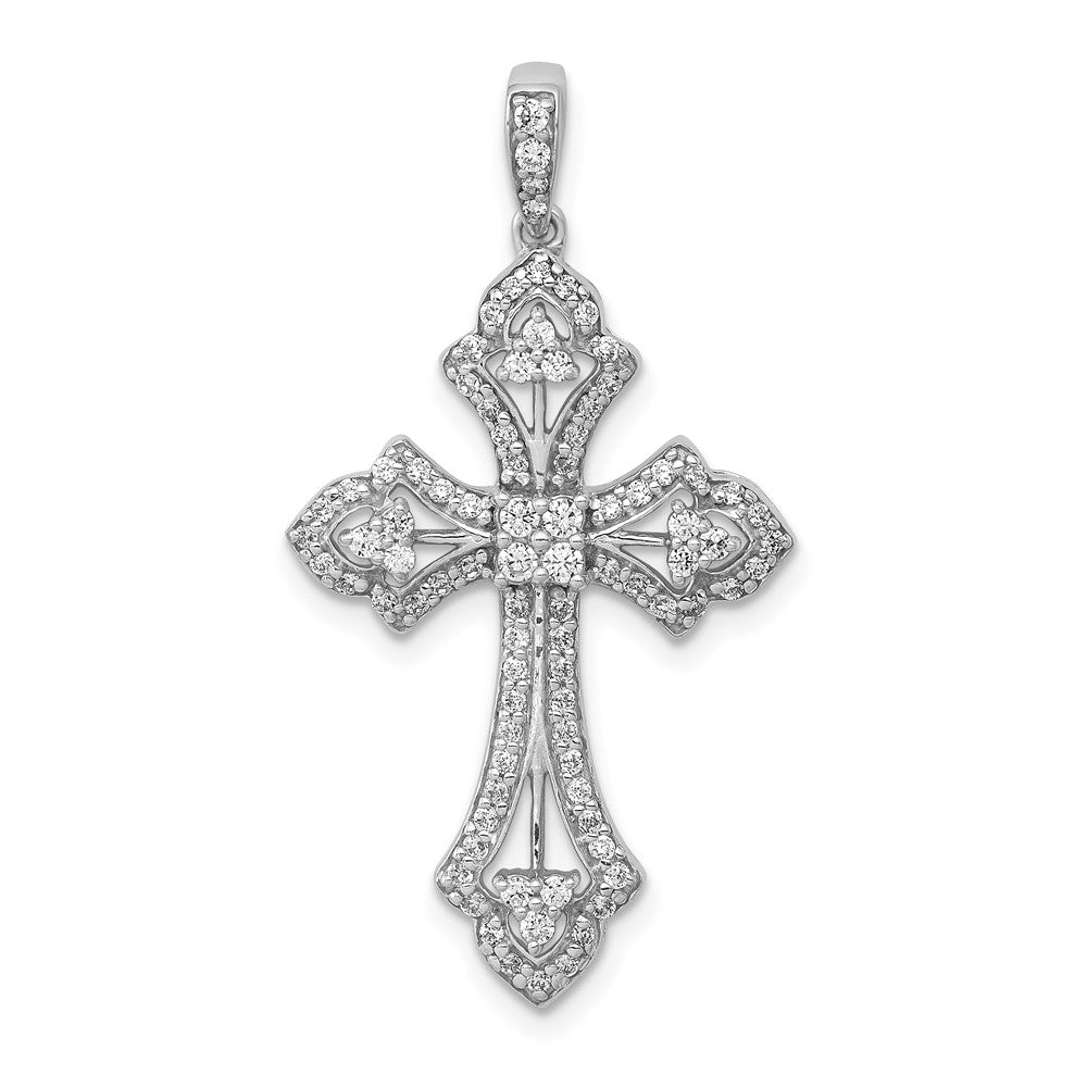 14K Weißgold Fancy-Kreuzanhänger mit 0,5 ct. echten Diamanten