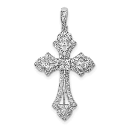 14K Weißgold Fancy-Kreuzanhänger mit 0,5 ct. echten Diamanten