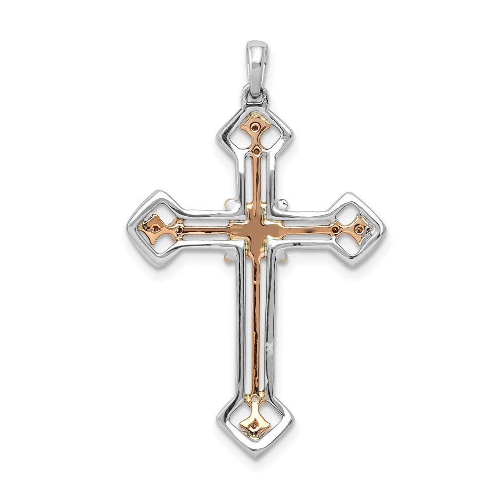 14K Bicolor Rosé- und Weißgold 0,375 ct. Laborgezüchteter Diamant VS/SI+ G+ Kreuzanhänger