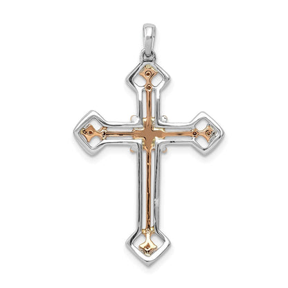 14K Bicolor Rosé- und Weißgold 0,375 ct. Laborgezüchteter Diamant VS/SI+ G+ Kreuzanhänger