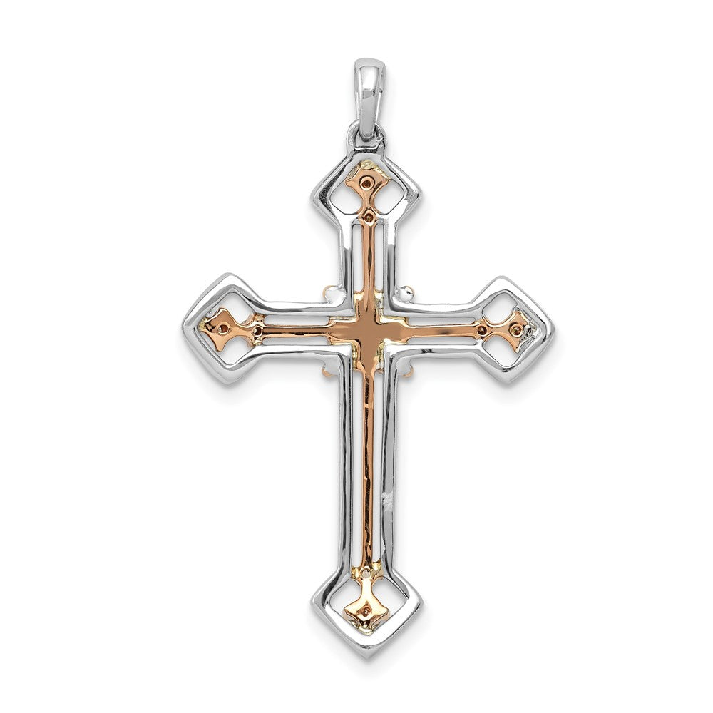 14K Bicolor-Gold Kreuz-Anhänger mit 0,375 ct. echten Diamanten