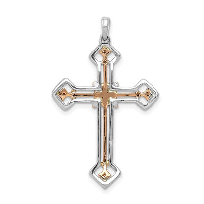 14K Bicolor-Gold Kreuz-Anhänger mit 0,375 ct. echten Diamanten