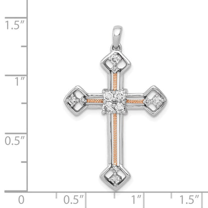 14K Bicolor-Gold Kreuz-Anhänger mit 0,375 ct. echten Diamanten