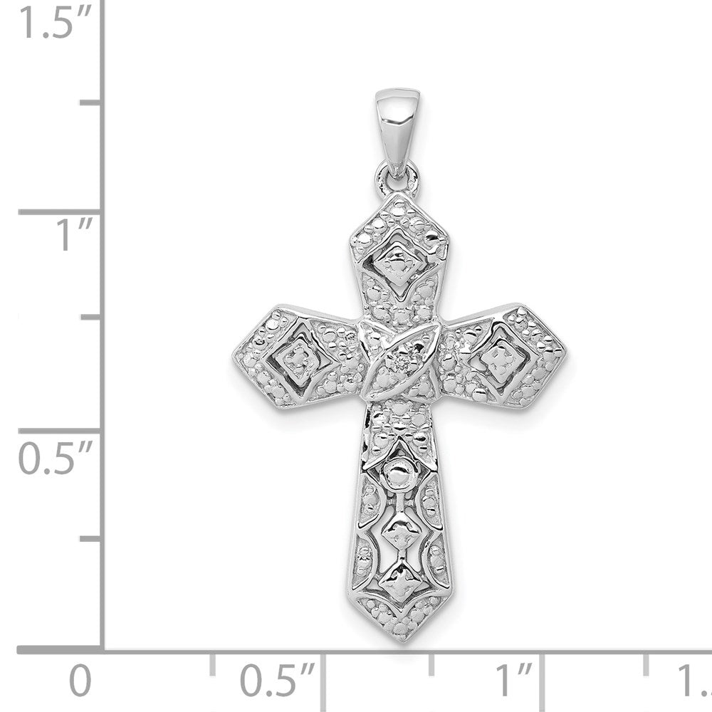 14K Weißgold 0,01 ct. Echtdiamant-Kreuz-Anhänger „Passion