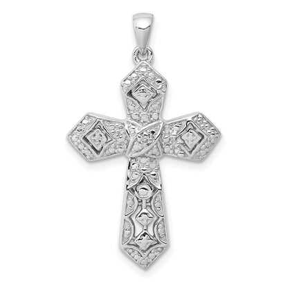14K Weißgold 0,01 ct. Echtdiamant-Kreuz-Anhänger „Passion