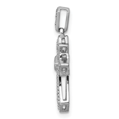 14K Weißgold Fancy-Kreuzanhänger mit 0,1 ct. echtem Diamant