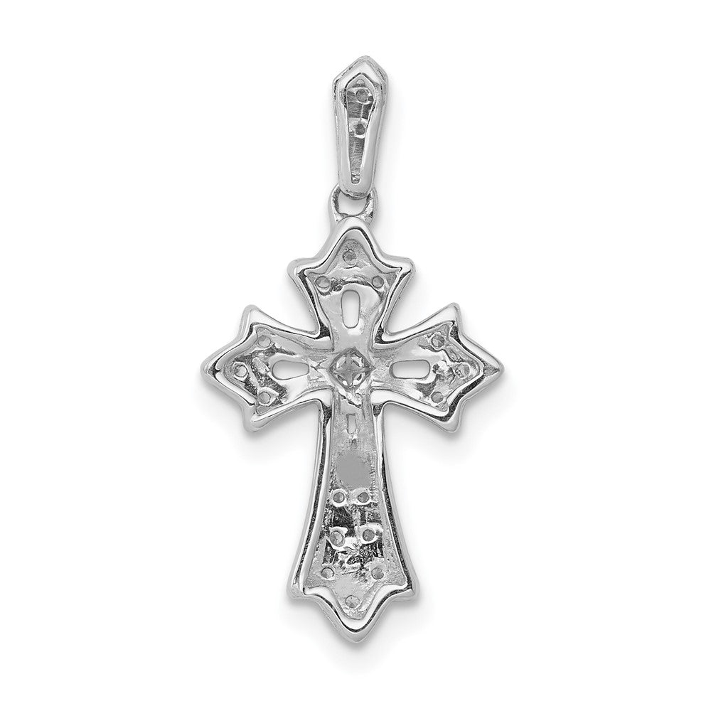 14K Weißgold Fancy-Kreuzanhänger mit 0,1 ct. echtem Diamant